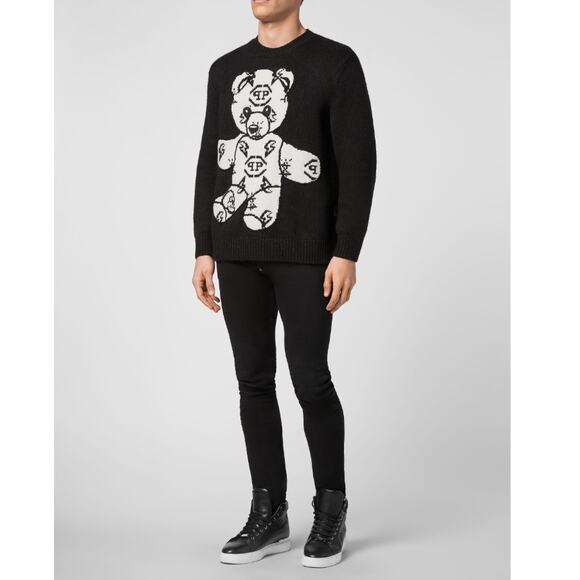 Philipp Plein Black Teddy Bear Round Neck Pullover Sweater Size XXL - Picture 11 of 11